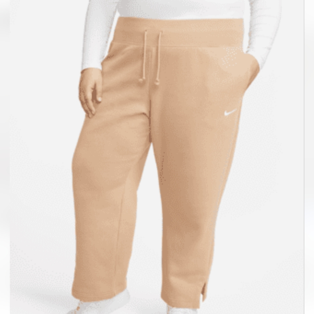 NIKE Sportswear Phoenix Fleece Plus Size Tracksuit Joggers Tan - Picture 2 of 9